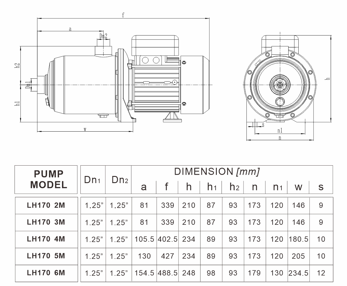 LH 170系列 外形尺寸图（50Hz）